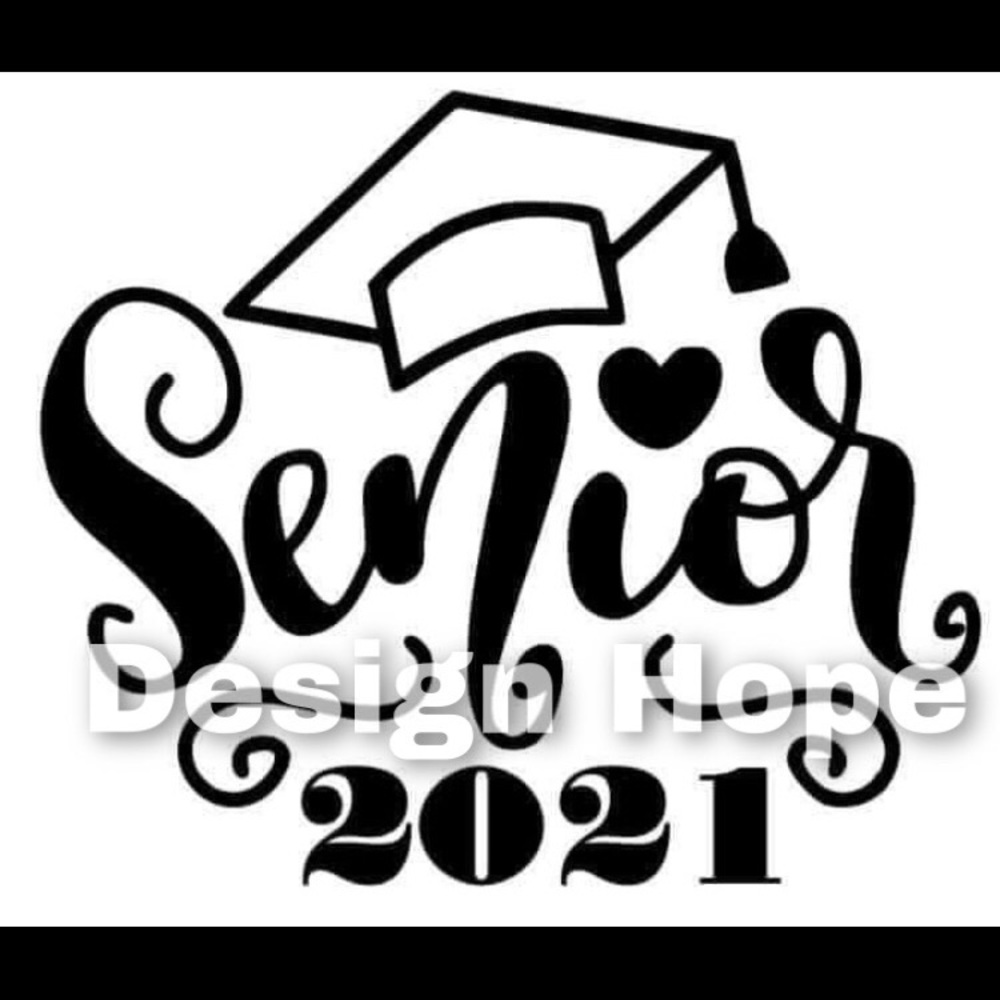 Girly cursive senior 2021 4” decal